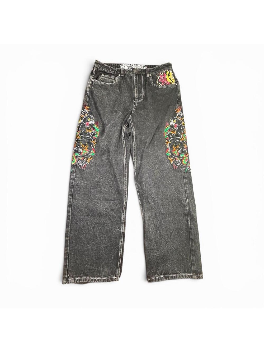 Ninth Hall Ambush Jeans Embroidered Panther Baggy Grunge Skater Hip Hop 34